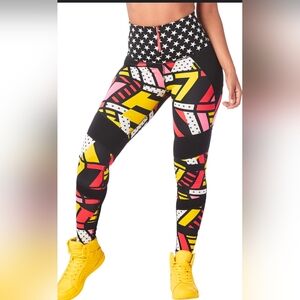 Zumba fitness Vibrant Victory High Waist Zippered Legging, Size XS